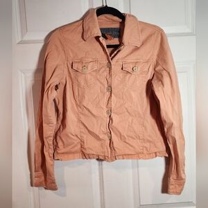 Christopher Blue Women's Peach Cotton Blend Lightweight Button-Up Jacket M